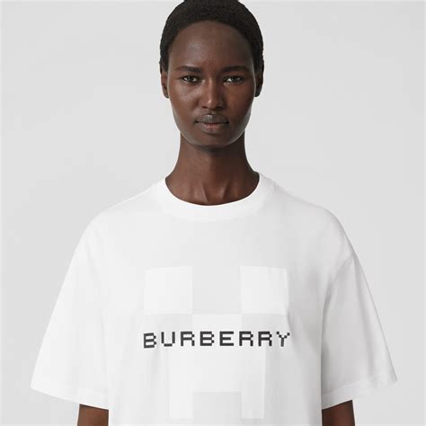 logo print cotton oversized top burberry|Logo Cotton T.